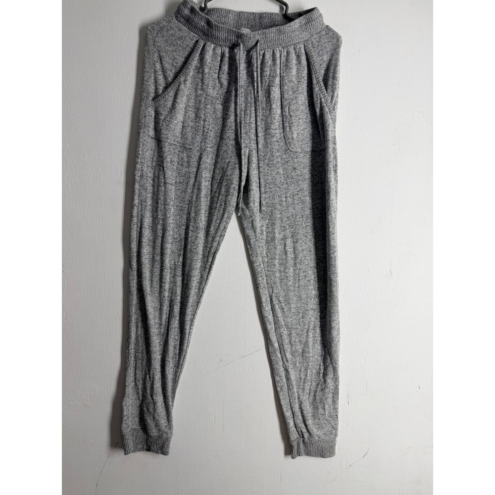 Planet Gold Heather Gray Knit Joggers Soft Lounge Pants Medium Drawstring Gray